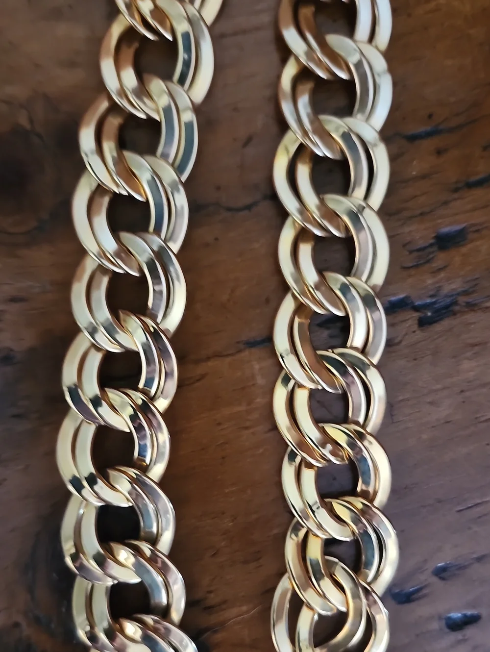 Gold Tone Chunky Link Necklace -18 Inches